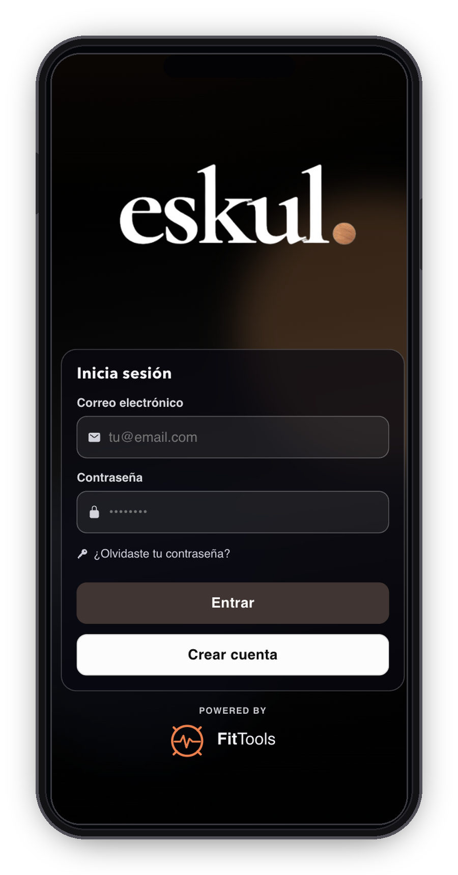 iPhone con pantalla de inicio de sesion de Eskul