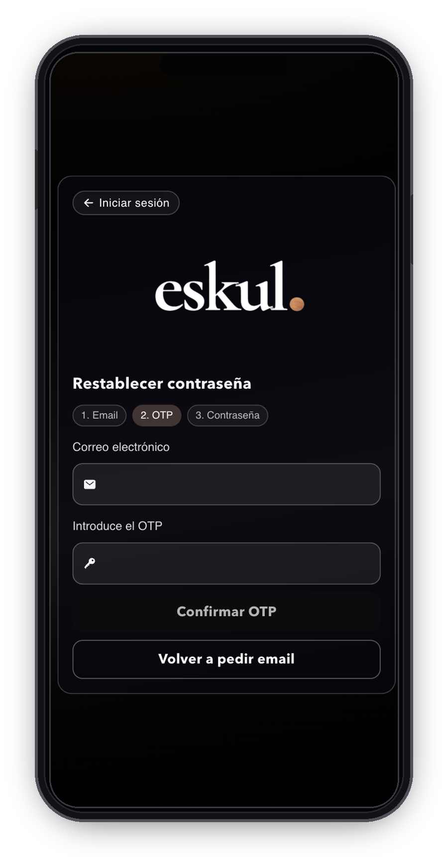 iPhone con pantalla para confirmar codigo OTP